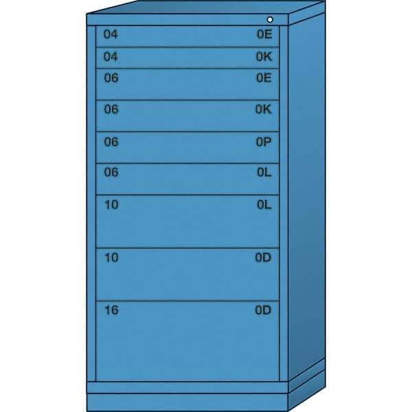 Lyon - 9 Drawer, Standard Eye-Level - Single Drawer Access Cabinet - Steel, 30" Wide x 28-1/4" Deep x 59-1/4" High, Wedgewood Blue - Apex Tool & Supply