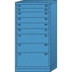 Lyon - 9 Drawer, Standard Eye-Level - Multiple Drawer Access Cabinet - Steel, 30" Wide x 28-1/4" Deep x 59-1/4" High, Wedgewood Blue - Apex Tool & Supply