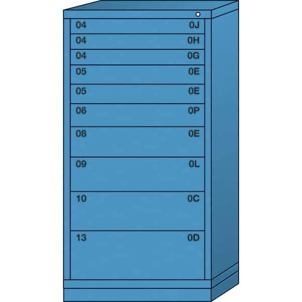 Lyon - 10 Drawer, Standard Eye-Level - Single Drawer Access Cabinet - Steel, 30" Wide x 28-1/4" Deep x 59-1/4" High, Wedgewood Blue - Apex Tool & Supply