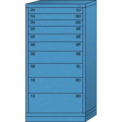 Lyon - 10 Drawer, Standard Eye-Level - Multiple Drawer Access Cabinet - Steel, 30" Wide x 28-1/4" Deep x 59-1/4" High, Wedgewood Blue - Apex Tool & Supply