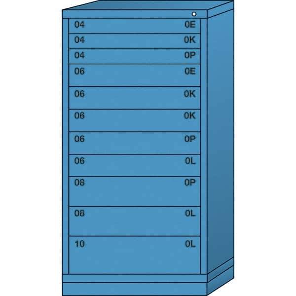 Lyon - 11 Drawer, Standard Eye-Level - Multiple Drawer Access Cabinet - Steel, 30" Wide x 28-1/4" Deep x 59-1/4" High, Wedgewood Blue - Apex Tool & Supply