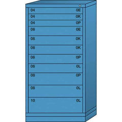 Lyon - 11 Drawer, Standard Eye-Level - Multiple Drawer Access Cabinet - Steel, 30" Wide x 28-1/4" Deep x 59-1/4" High, Wedgewood Blue - Apex Tool & Supply