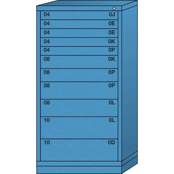 Lyon - 11 Drawer, Standard Eye-Level - Single Drawer Access Cabinet - Steel, 30" Wide x 28-1/4" Deep x 59-1/4" High, Wedgewood Blue - Apex Tool & Supply