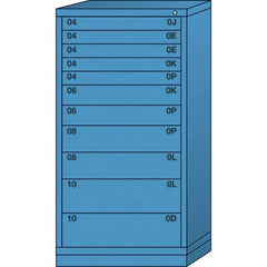 Lyon - 11 Drawer, Standard Eye-Level - Single Drawer Access Cabinet - Steel, 30" Wide x 28-1/4" Deep x 59-1/4" High, Wedgewood Blue - Apex Tool & Supply