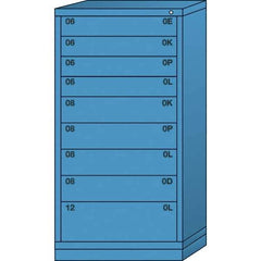 Lyon - 9 Drawer, Standard Eye-Level - Multiple Drawer Access Cabinet - Steel, 30" Wide x 28-1/4" Deep x 59-1/4" High, Wedgewood Blue - Apex Tool & Supply