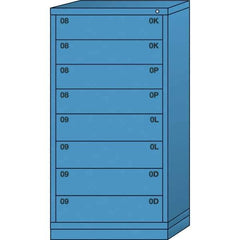 Lyon - 8 Drawer, Standard Eye-Level - Single Drawer Access Cabinet - Steel, 30" Wide x 28-1/4" Deep x 59-1/4" High, Wedgewood Blue - Apex Tool & Supply