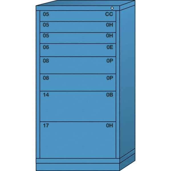 Lyon - 8 Drawer, Standard Eye-Level - Multiple Drawer Access Cabinet - Steel, 30" Wide x 28-1/4" Deep x 59-1/4" High, Wedgewood Blue - Apex Tool & Supply