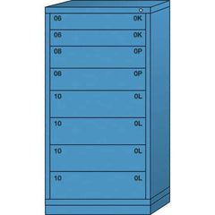 Lyon - 8 Drawer, Standard Eye-Level - Single Drawer Access Cabinet - Steel, 30" Wide x 28-1/4" Deep x 59-1/4" High, Wedgewood Blue - Apex Tool & Supply