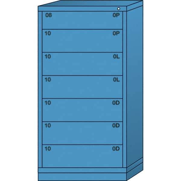Lyon - 7 Drawer, Standard Eye-Level - Single Drawer Access Cabinet - Steel, 30" Wide x 28-1/4" Deep x 59-1/4" High, Wedgewood Blue - Apex Tool & Supply
