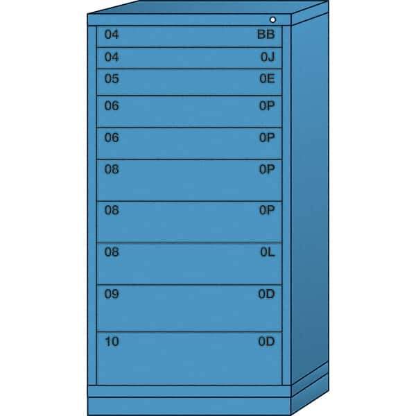 Lyon - 10 Drawer, Standard Eye-Level - Single Drawer Access Cabinet - Steel, 30" Wide x 28-1/4" Deep x 59-1/4" High, Wedgewood Blue - Apex Tool & Supply
