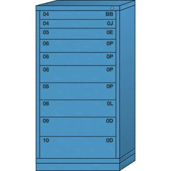 Lyon - 10 Drawer, Standard Eye-Level - Single Drawer Access Cabinet - Steel, 30" Wide x 28-1/4" Deep x 59-1/4" High, Wedgewood Blue - Apex Tool & Supply