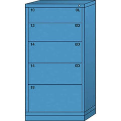 Lyon - 5 Drawer, Standard Eye-Level - Single Drawer Access Cabinet - Steel, 30" Wide x 28-1/4" Deep x 59-1/4" High, Wedgewood Blue - Apex Tool & Supply