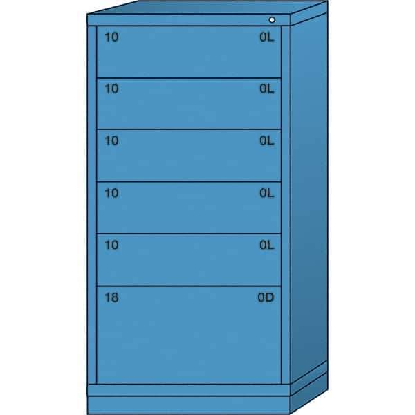 Lyon - 6 Drawer, Standard Eye-Level - Multiple Drawer Access Cabinet - Steel, 30" Wide x 28-1/4" Deep x 59-1/4" High, Wedgewood Blue - Apex Tool & Supply