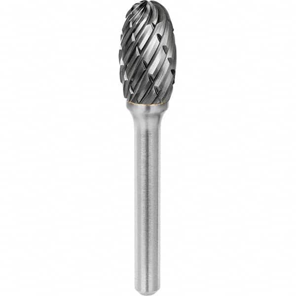 SGS Pro - 1/2" Cut Diam, 1/4" Shank Diam, Tungsten Carbide Steel Cut Oval Burr - Apex Tool & Supply