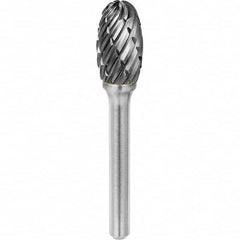 SGS Pro - 1/2" Cut Diam, 1/4" Shank Diam, Tungsten Carbide Steel Cut Oval Burr - Apex Tool & Supply