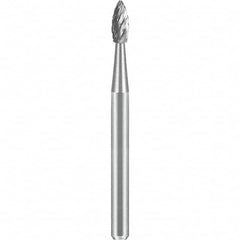 SGS Pro - 1/8" Cut Diam, 1/8" Shank Diam, Tungsten Carbide Double Cut Flame Burr - Apex Tool & Supply