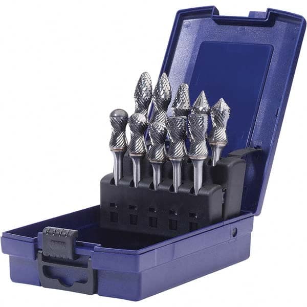 SGS Pro - Burr Sets Head Shape: Radius/Cylinder w/Endcut; Radius/Ball Nose Cylinder; Radius/Ball Nose Tree; Radius/90 Cone; Pointed Tree; Cylinder; Ball Nose Cone Tooth Style: Double Cut - Apex Tool & Supply