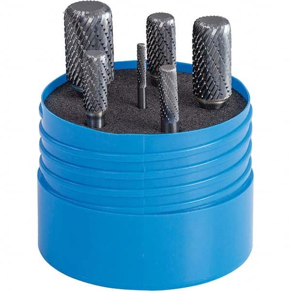 SGS Pro - Burr Sets Head Shape: (6) Corner Radius/Cylinder Tooth Style: Double Cut - Apex Tool & Supply