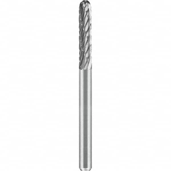 SGS Pro - 1/8" Cut Diam, 1/8" Shank Diam, Tungsten Carbide Double Cut Ball Nose Cylinder Burr - Apex Tool & Supply