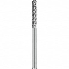 SGS Pro - 1/8" Cut Diam, 1/8" Shank Diam, Tungsten Carbide Double Cut Ball Nose Cylinder Burr - Apex Tool & Supply