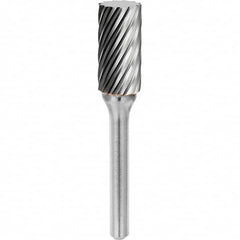 SGS Pro - 3/8" Cut Diam, 1/4" Shank Diam, Tungsten Carbide Inox Cut Cylinder Burr - Apex Tool & Supply