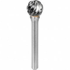 SGS Pro - 1/2" Cut Diam, 1/4" Shank Diam, Tungsten Carbide Steel Cut Ball Burr - Apex Tool & Supply