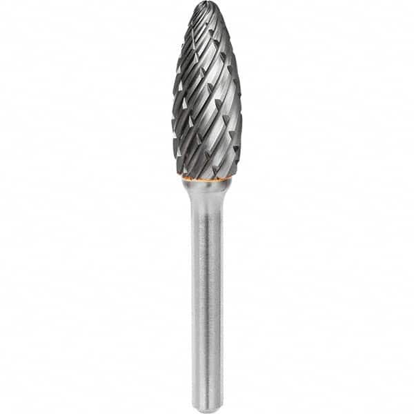 SGS Pro - 1/2" Cut Diam, 1/4" Shank Diam, Tungsten Carbide Steel Cut Flame Burr - Apex Tool & Supply