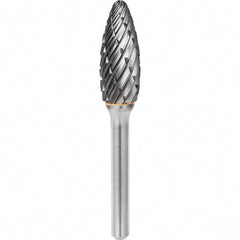 SGS Pro - 1/2" Cut Diam, 1/4" Shank Diam, Tungsten Carbide Steel Cut Flame Burr - Apex Tool & Supply
