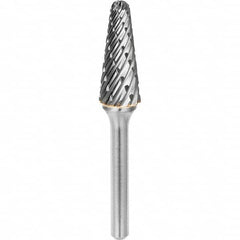 SGS Pro - 3/8" Cut Diam, 1/4" Shank Diam, Tungsten Carbide Steel Cut Ball Nose Cone Burr - Apex Tool & Supply