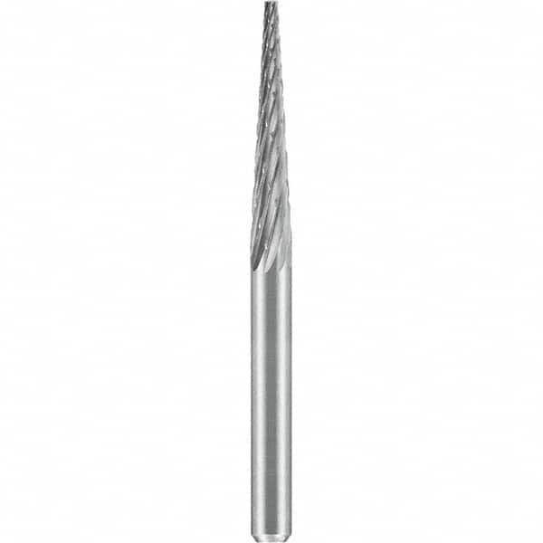 SGS Pro - 1/8" Cut Diam, 1/8" Shank Diam, Tungsten Carbide Double Cut Cone Burr - Apex Tool & Supply