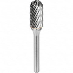 SGS Pro - 1/4" Cut Diam, 1/4" Shank Diam, Tungsten Carbide Inox Cut Ball Nose Cylinder Burr - Apex Tool & Supply