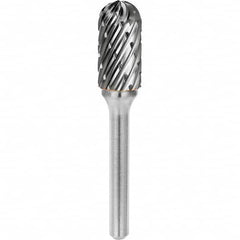 SGS Pro - 3/8" Cut Diam, 1/4" Shank Diam, Tungsten Carbide Steel Cut Ball Nose Cylinder Burr - Apex Tool & Supply