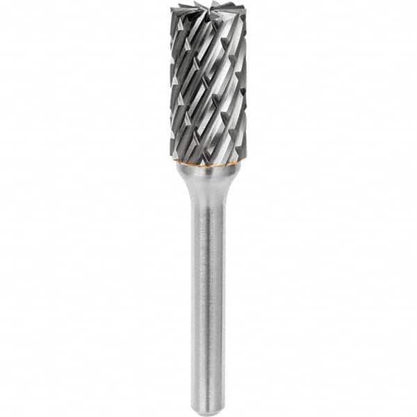 SGS Pro - 5/16" Cut Diam, 1/4" Shank Diam, Tungsten Carbide Steel Cut Cylinder Burr with End Cut - Apex Tool & Supply