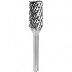 SGS Pro - 3/8" Cut Diam, 1/4" Shank Diam, Tungsten Carbide Steel Cut Cylinder Burr with End Cut - Apex Tool & Supply