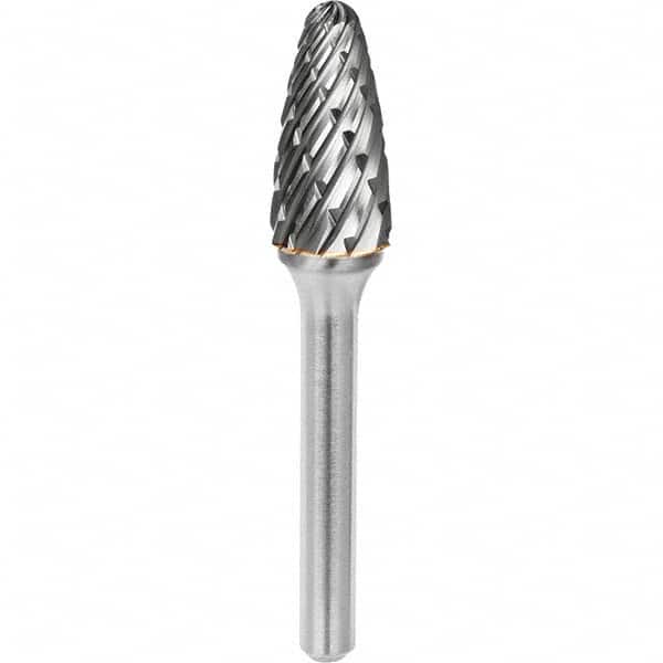 SGS Pro - 3/8" Cut Diam, 1/4" Shank Diam, Tungsten Carbide Steel Cut Ball Nose Tree Burr - Apex Tool & Supply