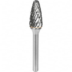 SGS Pro - 1/2" Cut Diam, 1/4" Shank Diam, Tungsten Carbide Steel Cut Ball Nose Tree Burr - Apex Tool & Supply