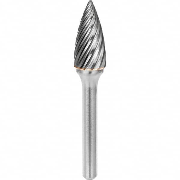 SGS Pro - 1/2" Cut Diam, 1/4" Shank Diam, Tungsten Carbide Inox Cut Pointed Tree Burr - Apex Tool & Supply