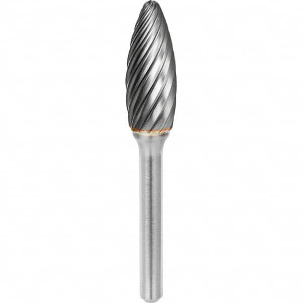 SGS Pro - 5/16" Cut Diam, 1/4" Shank Diam, Tungsten Carbide Inox Cut Flame Burr - Apex Tool & Supply