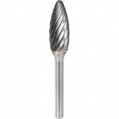 SGS Pro - 5/16" Cut Diam, 1/4" Shank Diam, Tungsten Carbide Inox Cut Flame Burr - Apex Tool & Supply