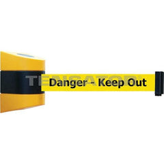Tensator - 7-1/4" High x 4-3/4" Long x 4-3/4" Wide Magnetic Wall Mount Barrier - Yellow Powdercoat Finish, Black/Yellow, Use with Wall Mount - Apex Tool & Supply