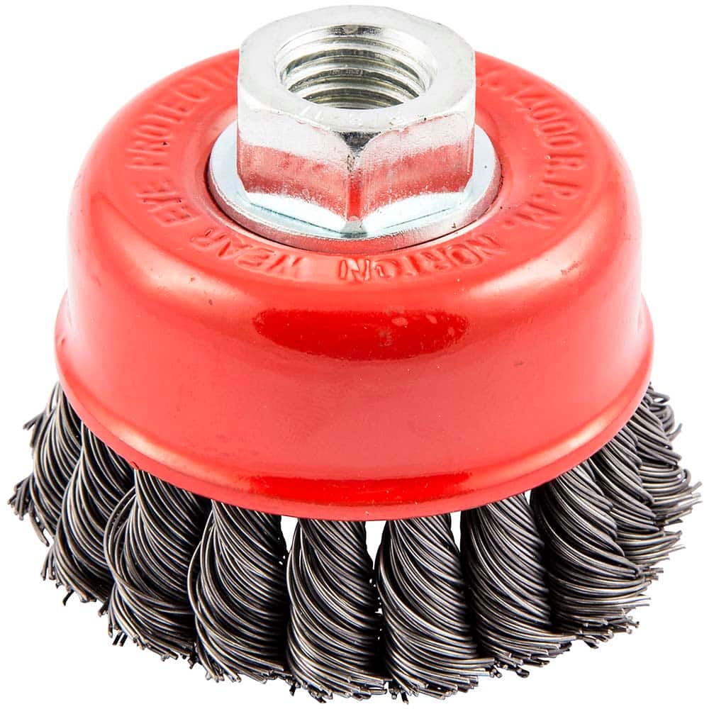 Norton - 2-3/4" Diam 5/8-11 Threaded Arbor Carbon Steel Fill Cup Brush - Apex Tool & Supply