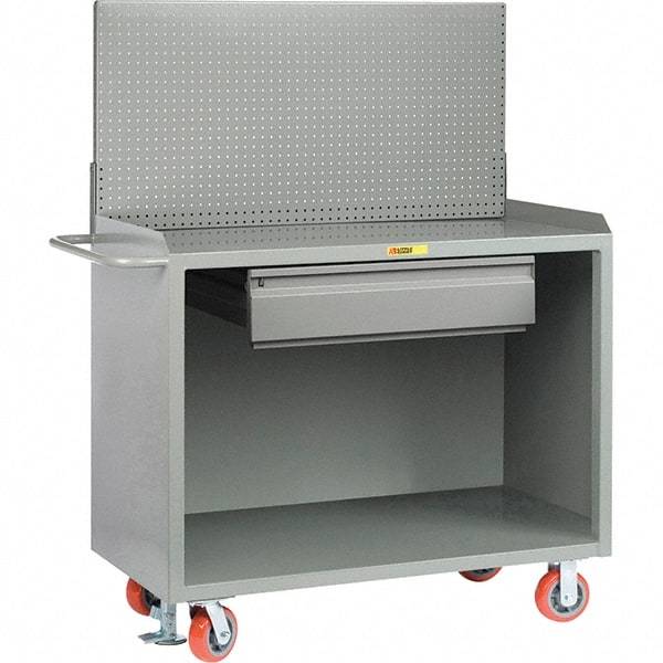 Little Giant - 3,600 Lb Capacity, 2 Shelf, 1 Drawer Mobile Bench Cabinet with Pegboard Panel - 41" Wide x 24" Deep x 43" High, Steel - Apex Tool & Supply
