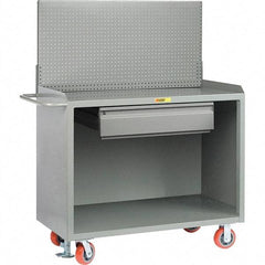 Little Giant - 3,600 Lb Capacity, 2 Shelf, 1 Drawer Mobile Bench Cabinet with Pegboard Panel - 41" Wide x 24" Deep x 43" High, Steel - Apex Tool & Supply