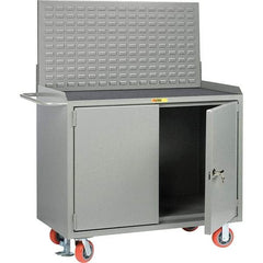 Little Giant - 3,600 Lb Capacity, 2 Shelf, 2 Door Mobile Bench Cabinet with Louvered Panel - 53" Wide x 24" Deep x 43" High, Steel - Apex Tool & Supply