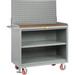 Little Giant - 3,600 Lb Capacity, 3 Shelf Mobile Bench Cabinet with Louvered Panel - 53" Wide x 24" Deep x 43" High, Steel - Apex Tool & Supply
