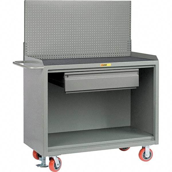 Little Giant - 3,600 Lb Capacity, 2 Shelf, 1 Drawer Mobile Bench Cabinet with Pegboard Panel - 53" Wide x 24" Deep x 43" High, Steel - Apex Tool & Supply