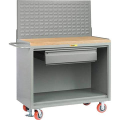 Little Giant - 3,600 Lb Capacity, 2 Shelf, 1 Drawer Mobile Bench Cabinet with Louvered Panel - 41" Wide x 24" Deep x 43" High, Steel - Apex Tool & Supply