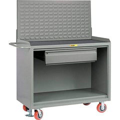 Little Giant - 3,600 Lb Capacity, 2 Shelf, 1 Drawer Mobile Bench Cabinet with Louvered Panel - 53" Wide x 24" Deep x 43" High, Steel - Apex Tool & Supply