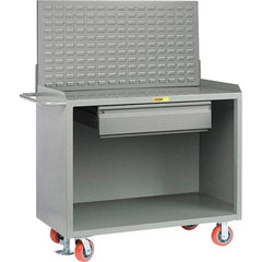 Little Giant - 3,600 Lb Capacity, 2 Shelf, 1 Drawer Mobile Bench Cabinet with Louvered Panel - 53" Wide x 24" Deep x 43" High, Steel - Apex Tool & Supply
