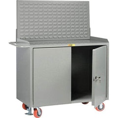 Little Giant - 3,600 Lb Capacity, 2 Shelf, 2 Door Mobile Bench Cabinet with Louvered Panel - 41" Wide x 24" Deep x 43" High, Steel - Apex Tool & Supply